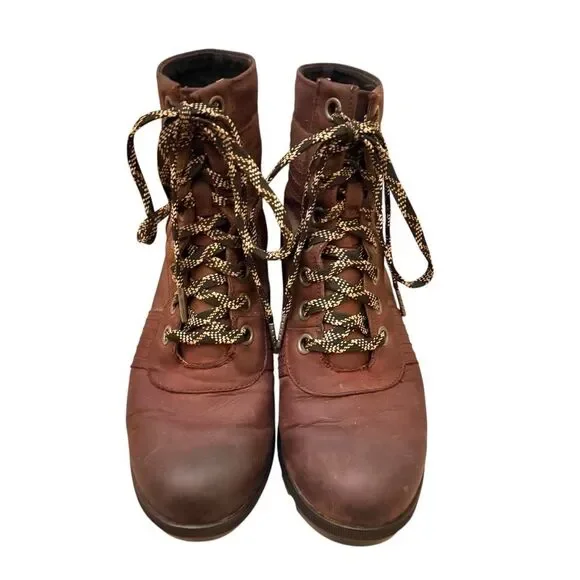 Sorel Arctic Wedge II Waterproof Lace Up Boots Redwood Brown Womens Leather - Picture 2 of 9